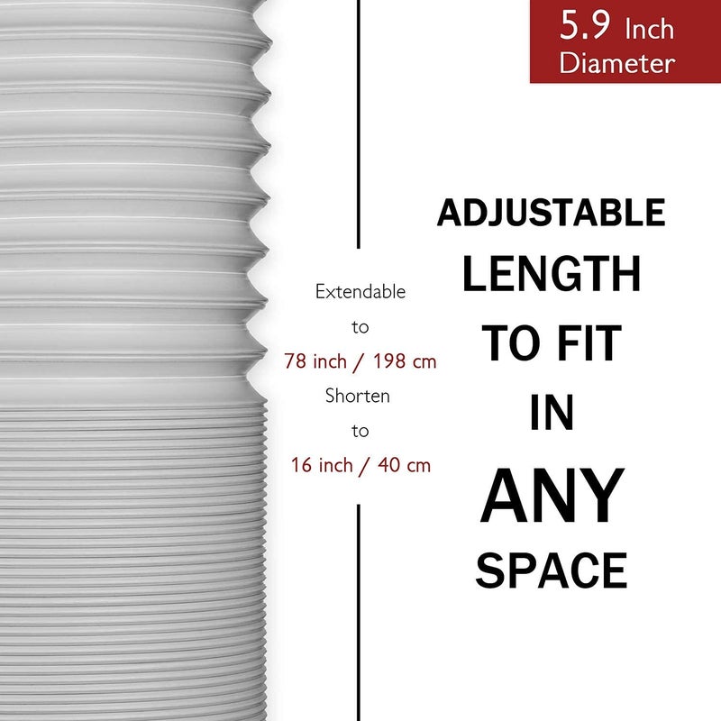 TURBRO Portable Air Conditioner Universal Exhaust Hose - 5.9 Inch Diameter, 78 Inch Length, Clockwise Thread - Image 4